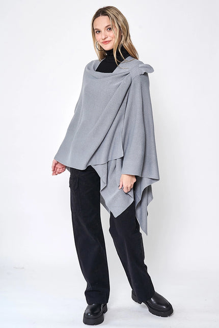 Hana Solid Ruana with Shoulder Strap
