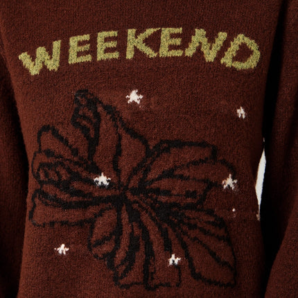 MYSTREE Weekend Pullover Sweater - Brown Floral
