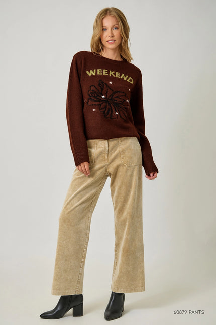 MYSTREE Weekend Pullover Sweater - Brown Floral