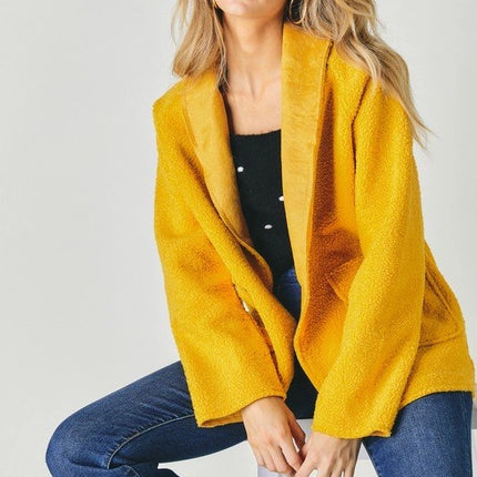 DAVI & DANI Solid Long Sleeve Jacket - Marigold
