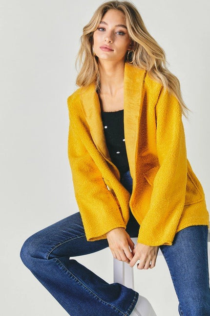 DAVI & DANI Solid Long Sleeve Jacket - Marigold