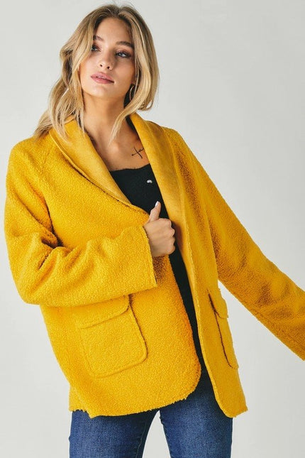 DAVI & DANI Solid Long Sleeve Jacket - Marigold