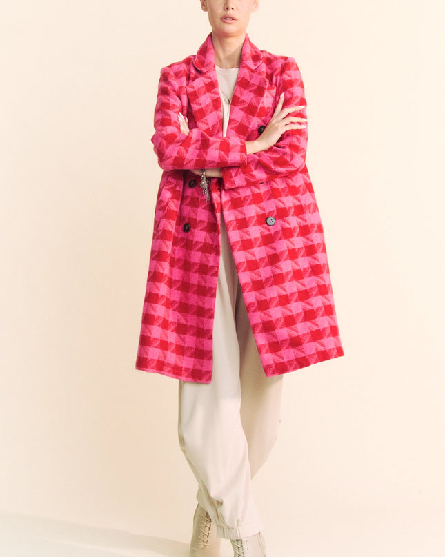 DAVI & DANI Textured Knit Tweed Double Button Coat Jacket