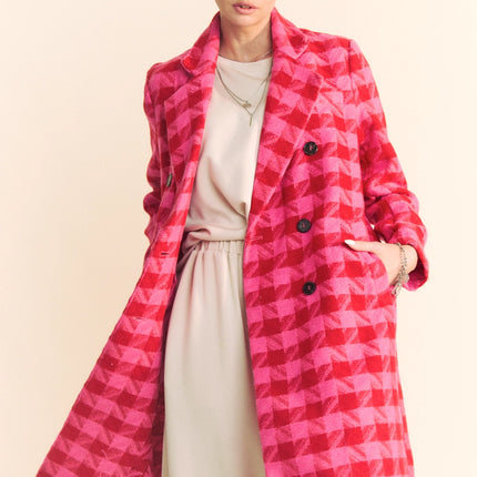 DAVI & DANI Textured Knit Tweed Double Button Coat Jacket