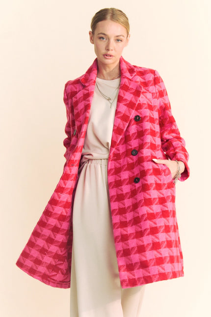 DAVI & DANI Textured Knit Tweed Double Button Coat Jacket