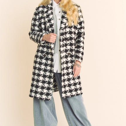 DAVI & DANI Textured Knit Tweed Double Button Coat Jacket