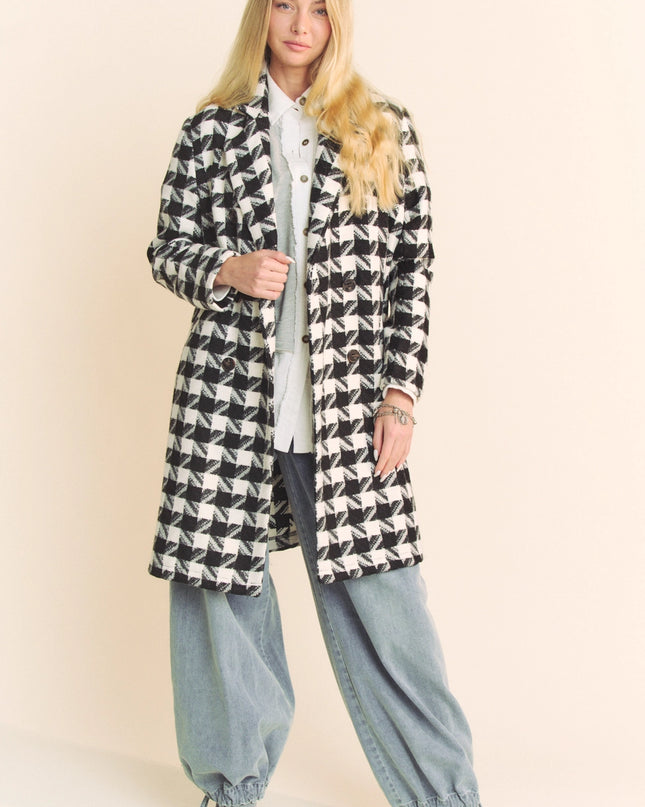 DAVI & DANI Textured Knit Tweed Double Button Coat Jacket