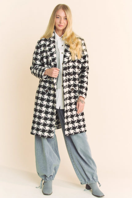 DAVI & DANI Textured Knit Tweed Double Button Coat Jacket