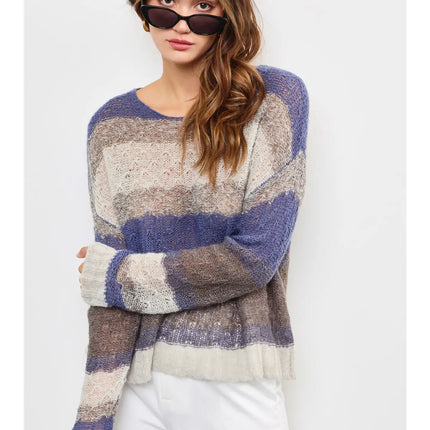 MUSTARD SEED Multi Knit Top - Blue Multi
