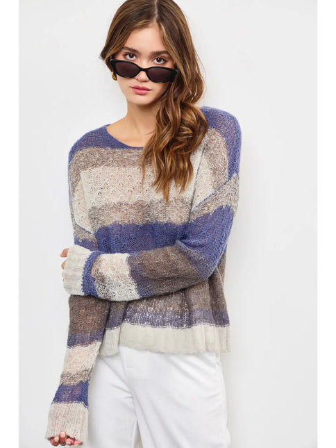 MUSTARD SEED Multi Knit Top - Blue Multi