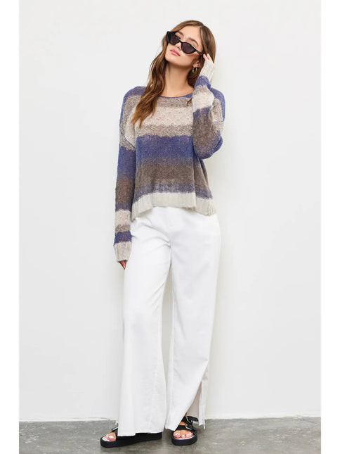 MUSTARD SEED Multi Knit Top - Blue Multi