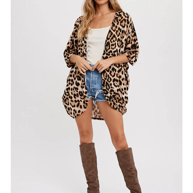 BLUIVY Hacci Leopard Dolman Cardigan - Taupe