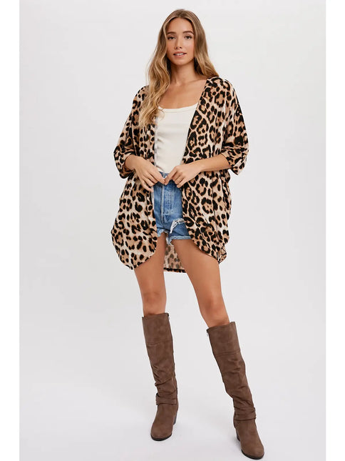 BLUIVY Hacci Leopard Dolman Cardigan - Taupe