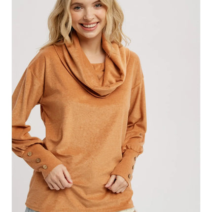 BLUIVY Loop Terry Cowl Neck Pullover