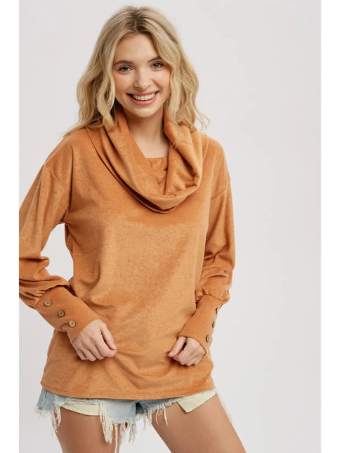 BLUIVY Loop Terry Cowl Neck Pullover