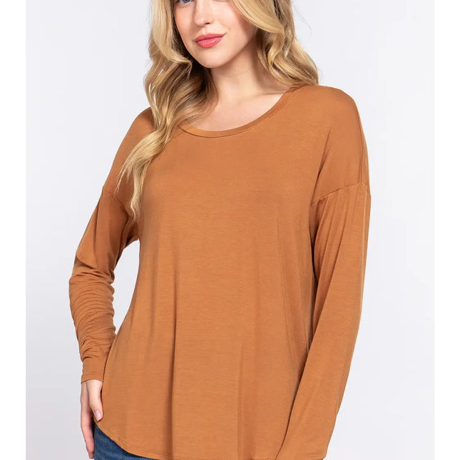 42 POPS Slim Fit Long Dolman Hi-Low Hem Top