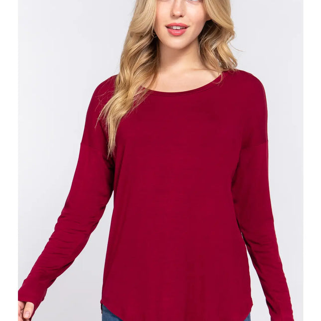 42 POPS Slim Fit Long Dolman Hi-Low Hem Top