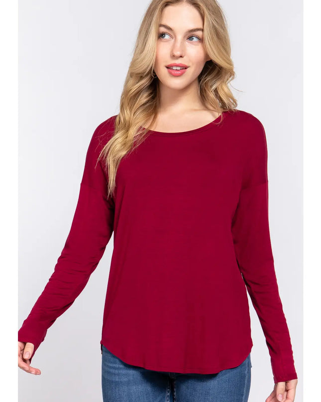 42 POPS Slim Fit Long Dolman Hi-Low Hem Top