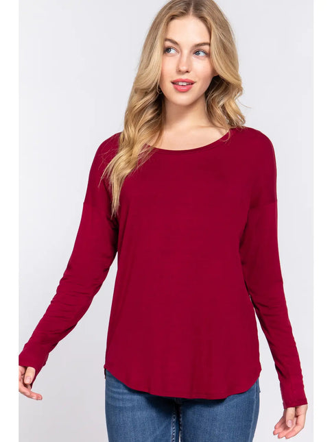 42 POPS Slim Fit Long Dolman Hi-Low Hem Top
