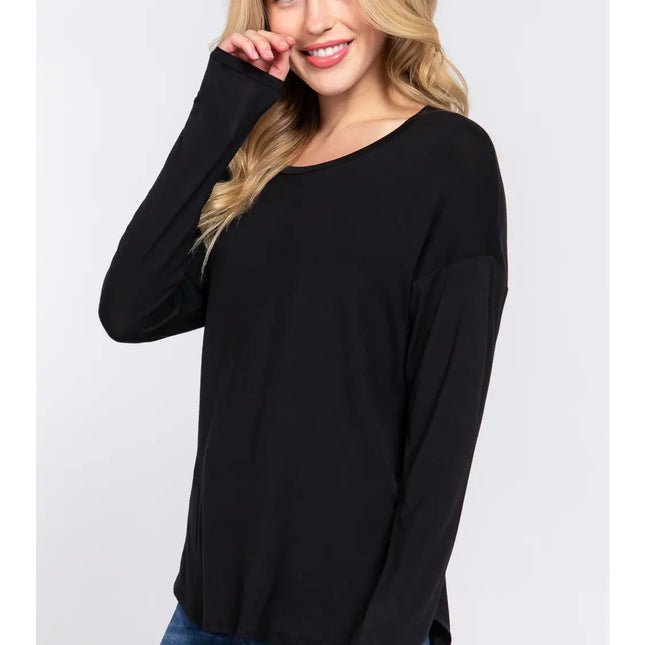 42 POPS Slim Fit Long Dolman Hi-Low Hem Top