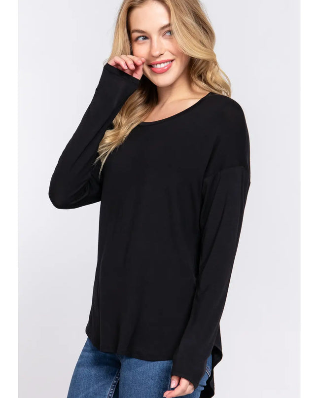 42 POPS Slim Fit Long Dolman Hi-Low Hem Top