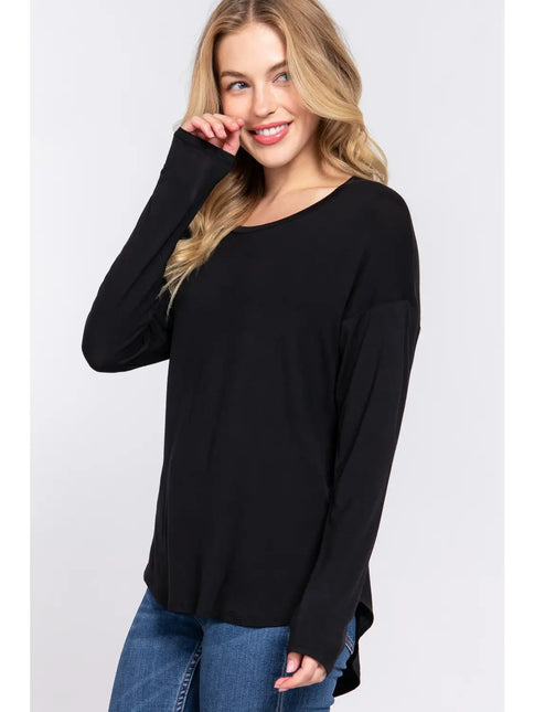 42 POPS Slim Fit Long Dolman Hi-Low Hem Top