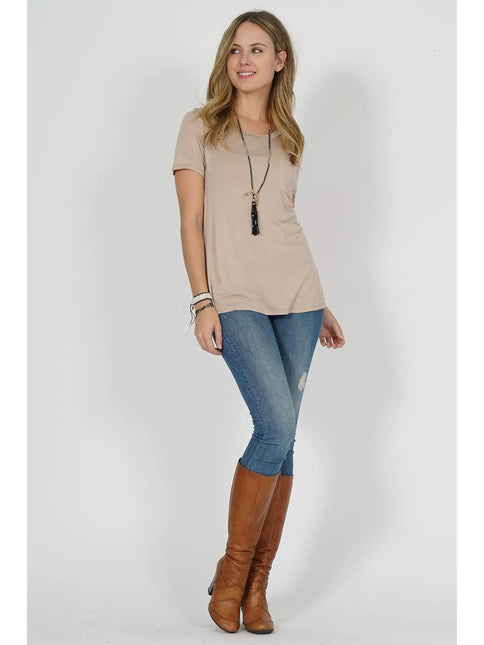 42 POPS Chest Pocket Slim Scoop Neck Tee