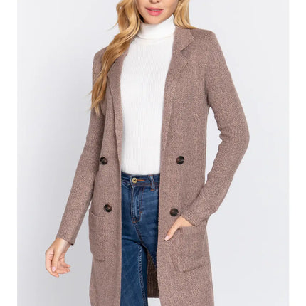 42 POPS Fitted Double Button Sweater Jacket Cardigan Coat