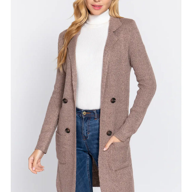 42 POPS Fitted Double Button Sweater Jacket Cardigan Coat
