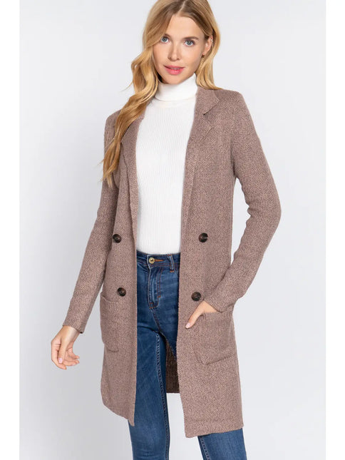 42 POPS Fitted Double Button Sweater Jacket Cardigan Coat