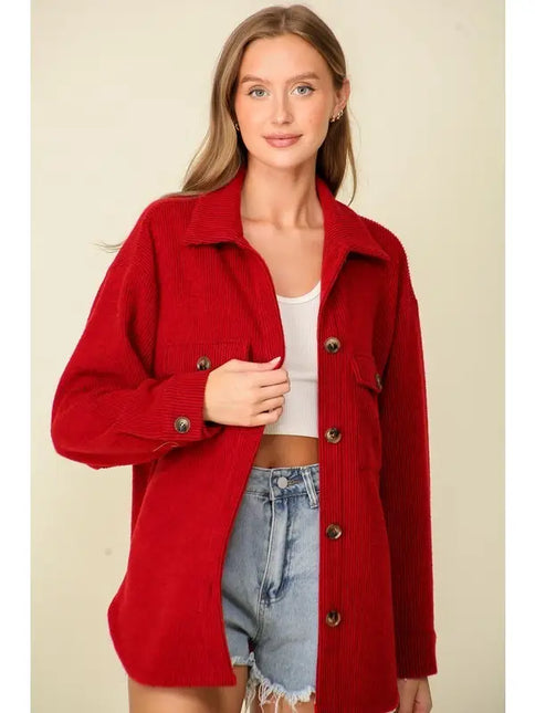 42 POPS Brushed Waffle Knit Shacket