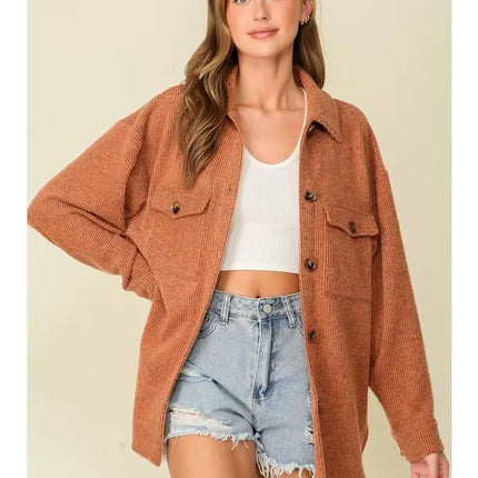 42 POPS Brushed Waffle Knit Shacket