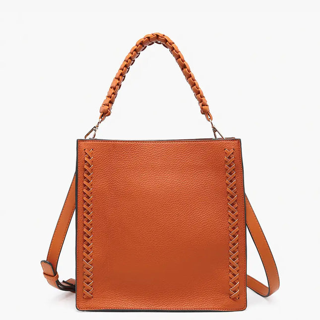 JEN & CO Esme Whipstitch Detail Tote w/ Braided Handle