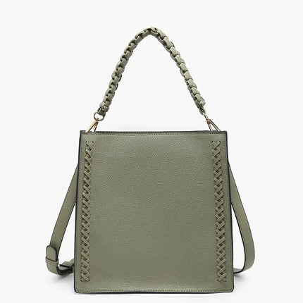 JEN & CO Esme Whipstitch Detail Tote w/ Braided Handle