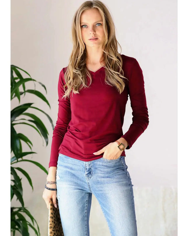 42 POPS Microfiber Long Sleeve V-Neck Tee