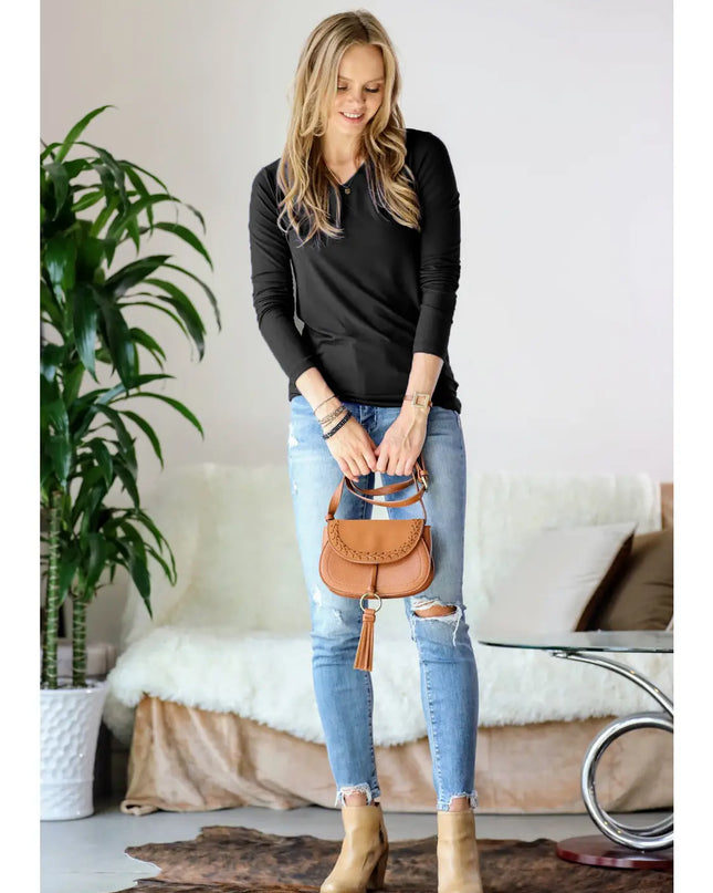 42 POPS Microfiber Long Sleeve V-Neck Tee