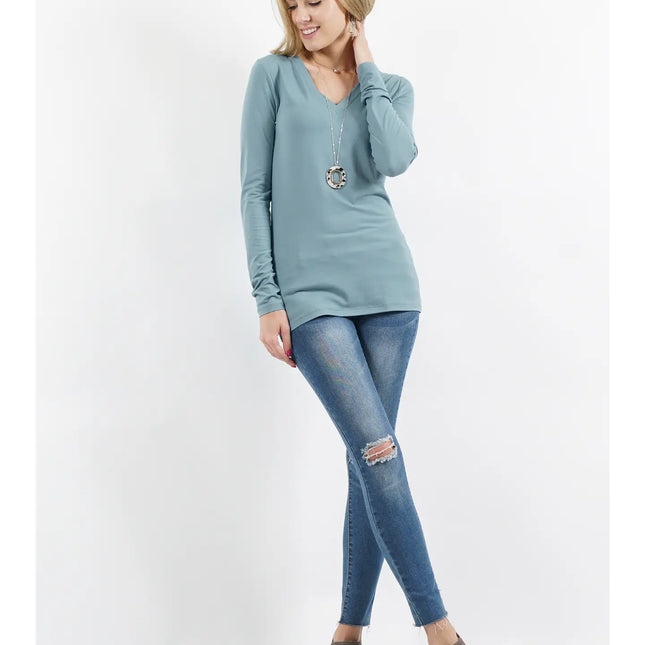 42 POPS Microfiber Long Sleeve V-Neck Tee