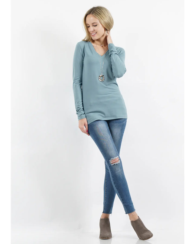 42 POPS Microfiber Long Sleeve V-Neck Tee