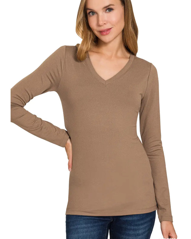 42 POPS Microfiber Long Sleeve V-Neck Tee
