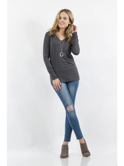 42 POPS Microfiber Long Sleeve V-Neck Tee
