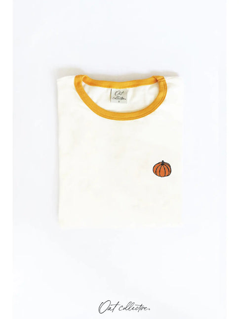 Pumpkin Patch Crew Ringer Graphic T-Shirt - Natural/Mustard