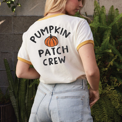 Pumpkin Patch Crew Ringer Graphic T-Shirt - Natural/Mustard