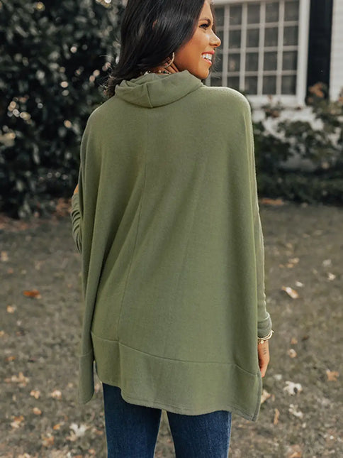 LOVESOFT Cowl Neck Shift Tunic Top - Jungle Green