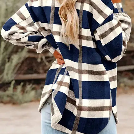 LOVESOFT Plaid Button Flannel Shirt Jacket