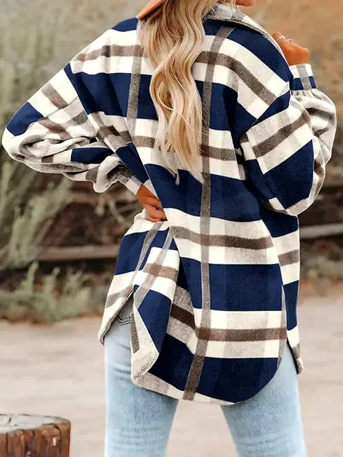 LOVESOFT Plaid Button Flannel Shirt Jacket