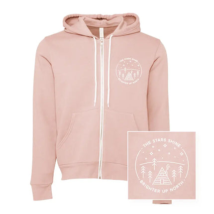 UP NORTH BOUTIQUE - Unisex Stars Shine Brighter Full Zip Hoodie - Peach