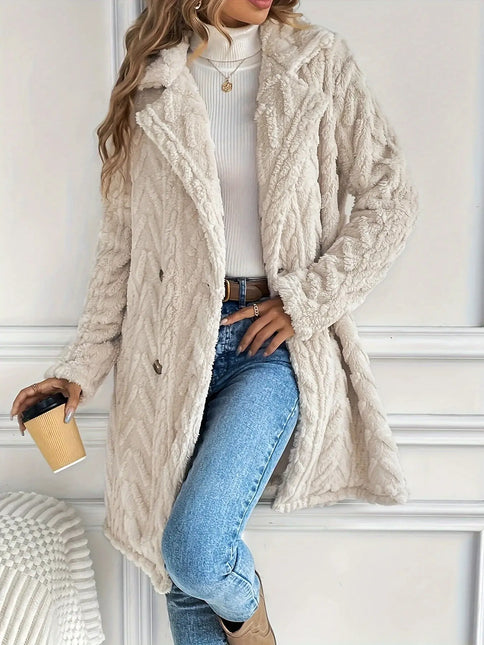 Double-Sided Casual Long Coat - Beige