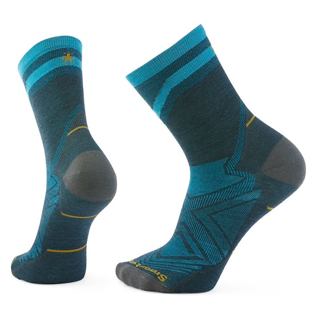 Smartwool Run Mid Crew Pattern Socks - (Unisex) - Twilight Blue