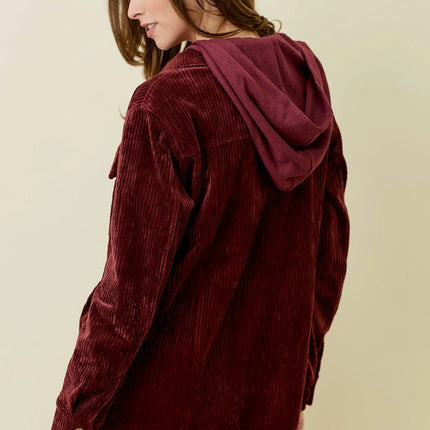 MYSTREE Corduroy Shacket - Wine