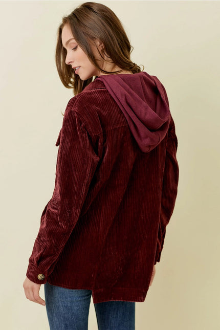 MYSTREE Corduroy Shacket - Wine